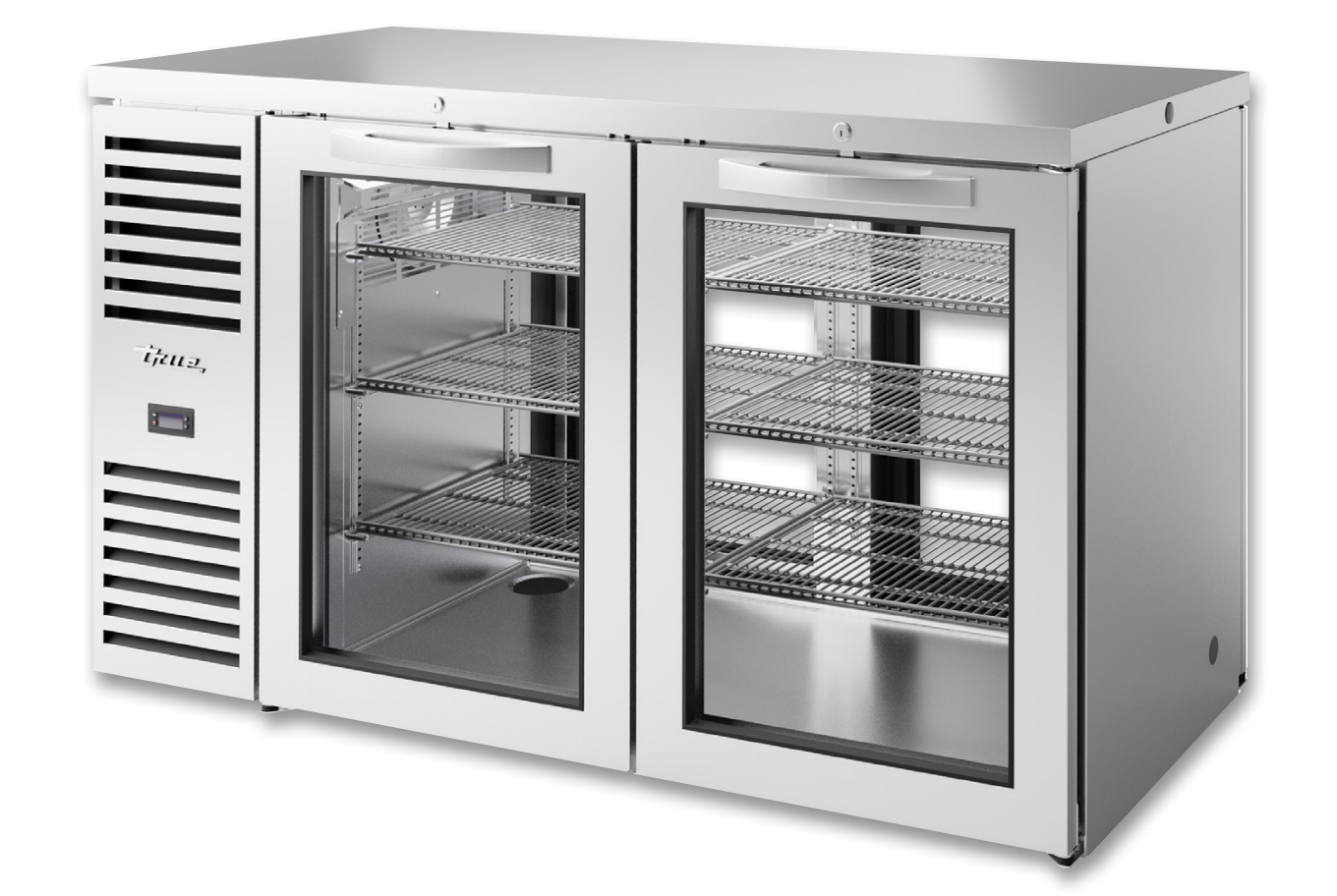 True TBR60-PTSZ1-L-S-GG-GG-1 Pass-Thru Back Bar Cooler, 60" Wide, 2 Doors