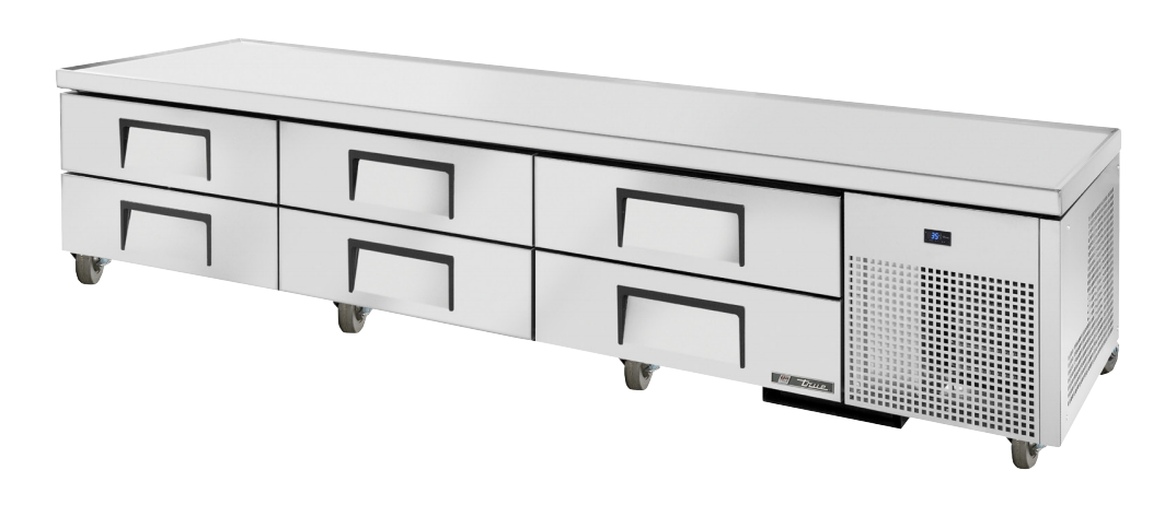 True TRCB-110 Refrigerated Chef Base, 110" Wide, 6 Drawer