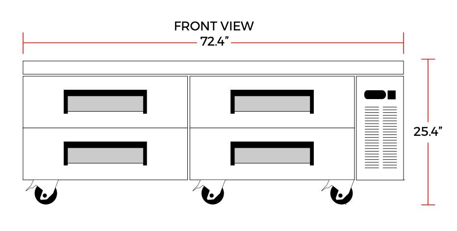 Coldline CB72 72" 4 Drawer Stainless Steel Refrigerated Chef Base