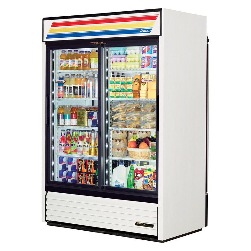 True GDM-47RL-HC-LD Merchandiser Refrigerator, 54 1/8" Wide, 2 Front / 2 Back Doors, 8 Shelves