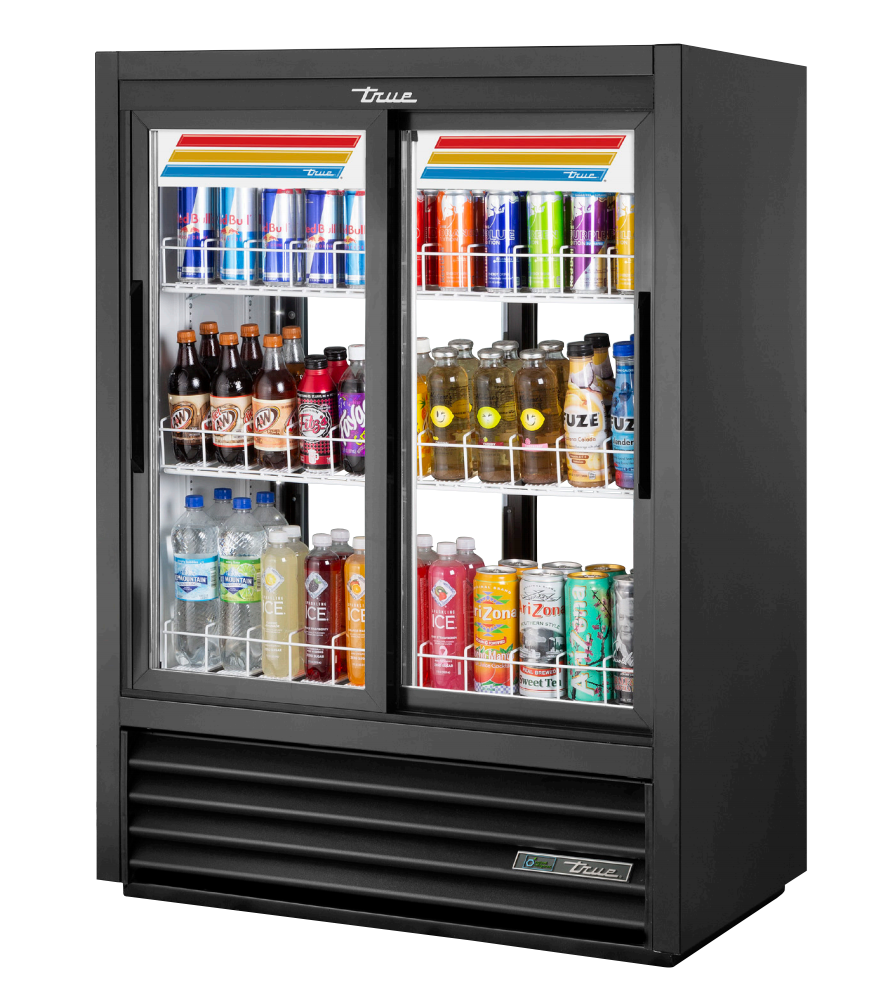 True GDM-33CPT-54-HC-LD Merchandiser Refrigerator, 39 1/2" Wide, 2 Front / 2 Back Doors, 3 Shelves