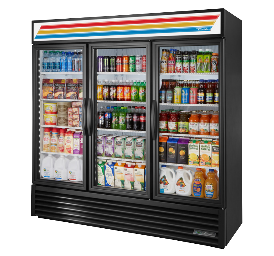 True GDM-72-HC~TSL01 Merchandiser Refrigerator, 78 1/8" Wide, 3 Doors, 12 Shelves
