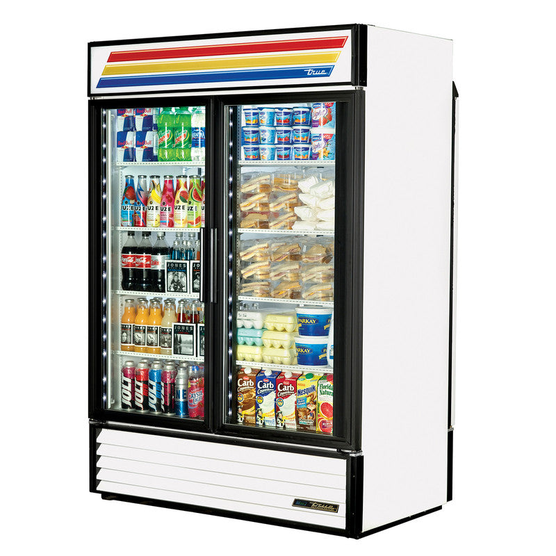 True GDM-49RL-HC~TSL01 Merchandiser Refrigerator, 54 1/8" Wide, 2 Front / 2 Back Doors, 8 Shelves