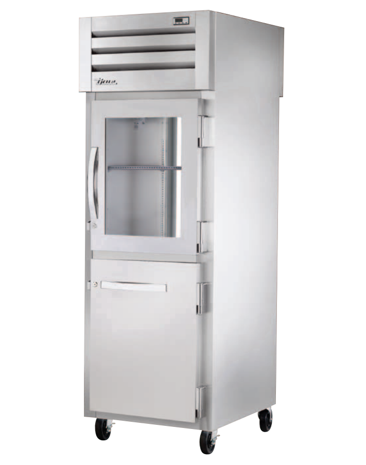 True STG1RPT-1HG/1HS-1G-HC Pass-Thru Refrigerator, 27 1/2" Wide, 2 Front / 1 Back Doors, STG Spec Series