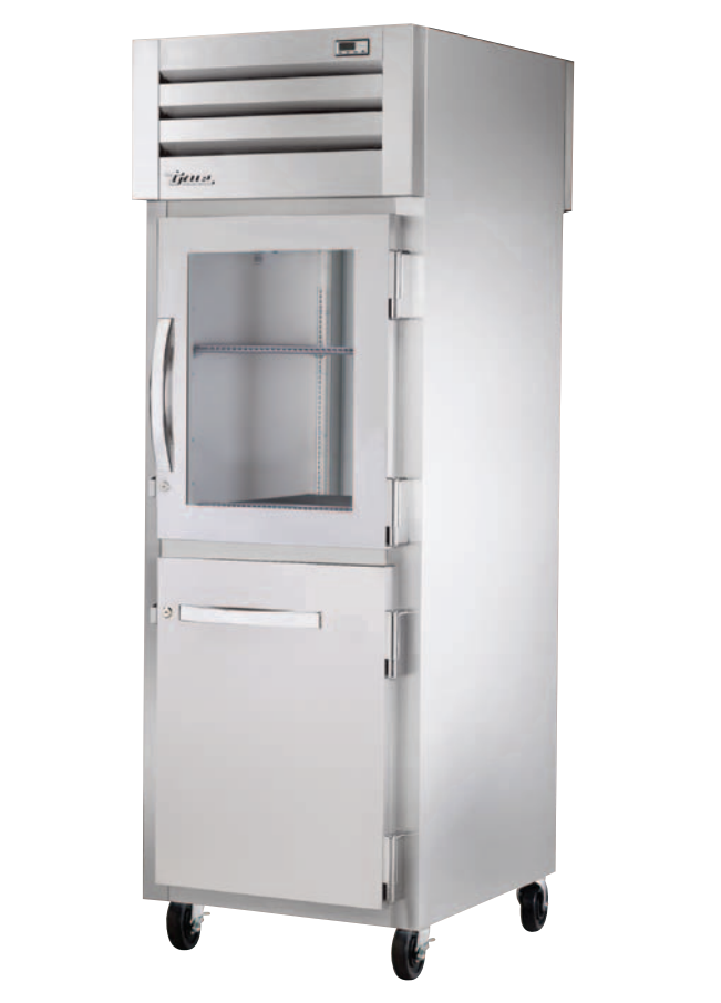 True STG1RPT-1HG/1HS-1S-HC Pass-Thru Refrigerator, 27 1/2" Wide, 2 Front / 1 Back Doors, STG Spec Series