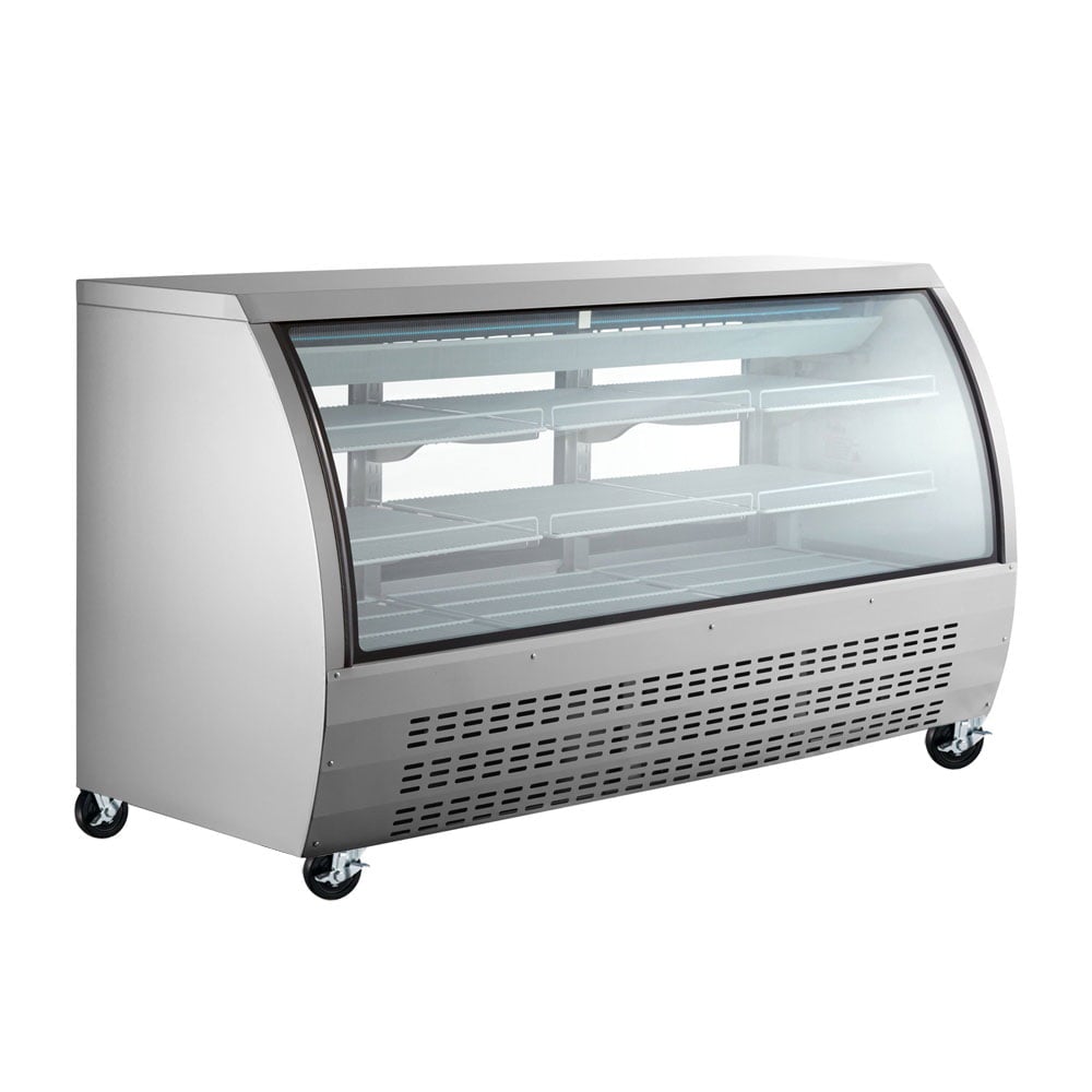 Coldline DC80-SS 80" Stainless Steel Curved Glass Refrigerated Deli Display Case