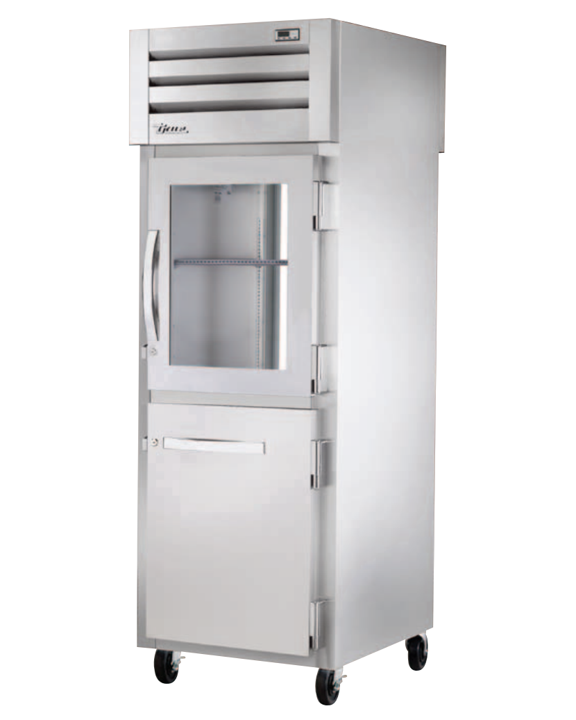 True STR1RPT-1HG/1HS-1G-HC Pass-Thru Refrigerator, 27 1/2" Wide, 2 Front / 1 Back Doors, STR Spec Series