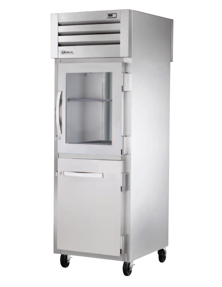 True STR1RPT-1HG/1HS-1S-HC Pass-Thru Refrigerator, 27 1/2" Wide, 2 Front / 1 Back Doors, STR Spec Series