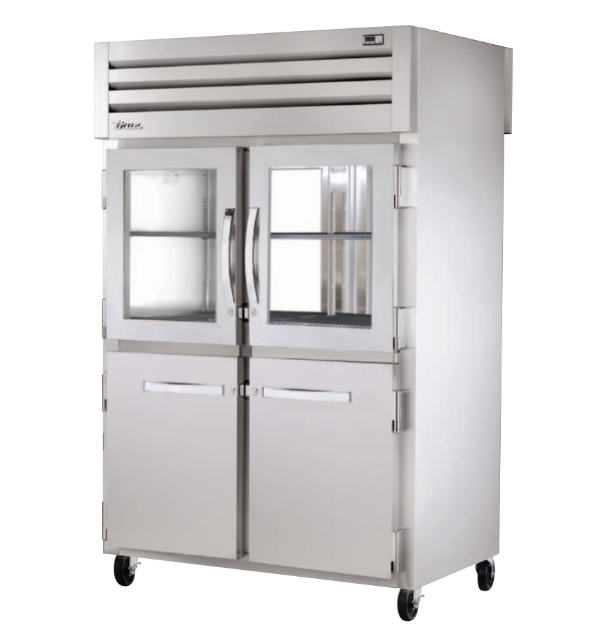 True STR2RPT-2HG/2HS-2G-HC Pass-Thru Refrigerator, 52 5/8" Wide, 4 Front / 2 Back Doors, STR Spec Series