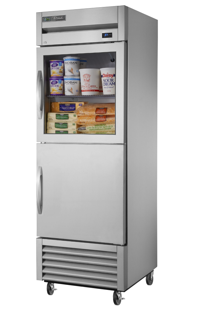 True T-23-1-G-1-HC~FGD01 Reach-In Refrigerator, 27" Wide, 2 Doors, 3 Shelves, T-Series