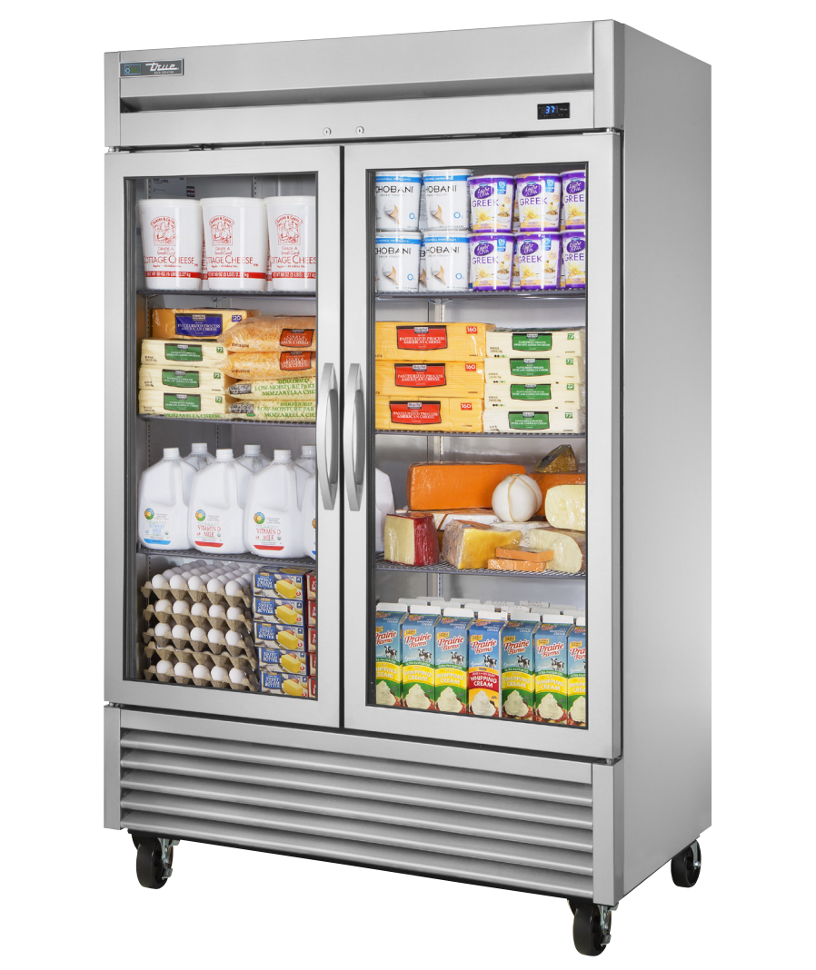 True T-49G-HC~FGD01 Reach-In Refrigerator, 54 1/4" Wide, 2 Doors, 6 Shelves, T-Series