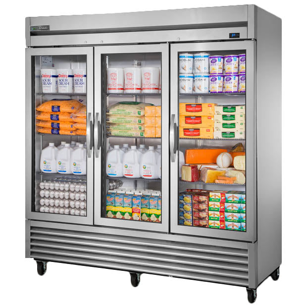 True T-72G-HC~FGD01 Reach-In Refrigerator, 78 1/8" Wide, 3 Doors, 9 Shelves, T-Series