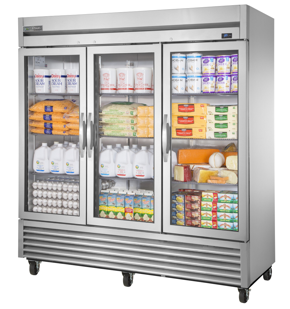 True T-72G-HC~FGD01 Reach-In Refrigerator, 78 1/8" Wide, 3 Doors, 9 Shelves, T-Series