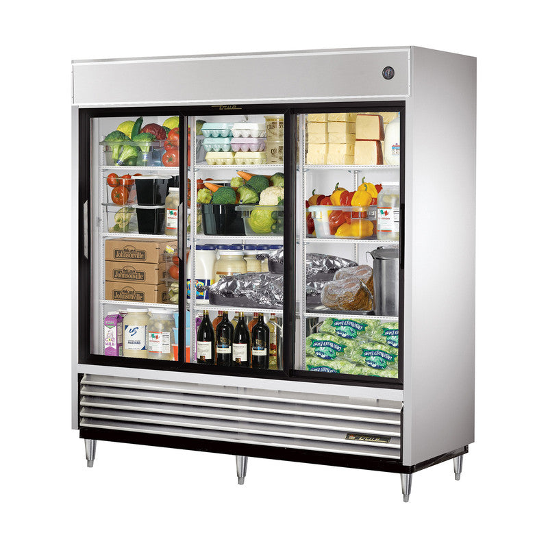 True TSD-69G-LD Reach-In Refrigerator, 78 1/8" Wide, 3 Doors, 9 Shelves, TSD Series