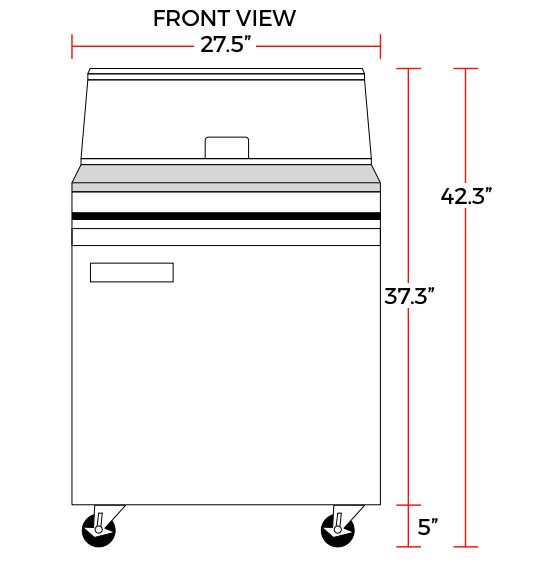 Coldline SP27 27" Bain Marie Sandwich Prep Table, 6 Pans