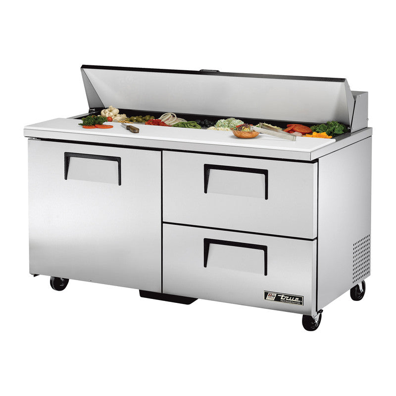 True TSSU-60-16D-2-HC Sandwich Prep Table, 60 3/8" Wide, 1 Door, 2 Shelves, 16 Pans (Tops)