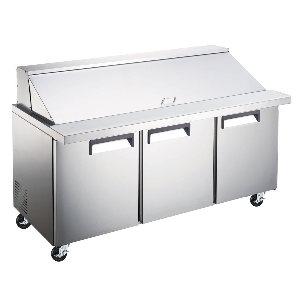 Coldline SMP72 71" Three Door Mega Top Bain Marie Sandwich Prep Refrigerator, 30 Pans