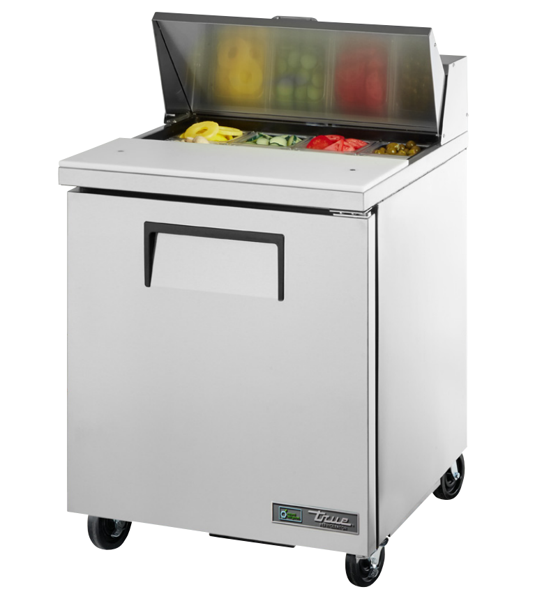 True TSSU-27-08-HC Sandwich Prep Table, 27 5/8" Wide, 1 Door, 2 Shelves, 8 Pans (Tops)
