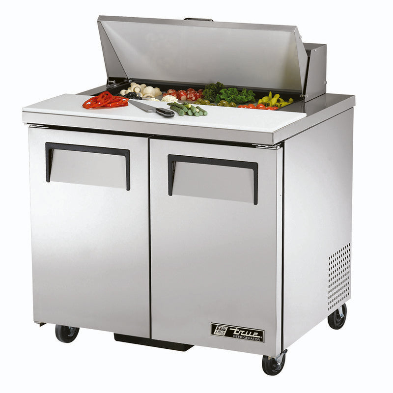 True TSSU-36-08-HC Sandwich Prep Table, 36 3/8" Wide, 2 Doors, 4 Shelves, 8 Pans (Tops)