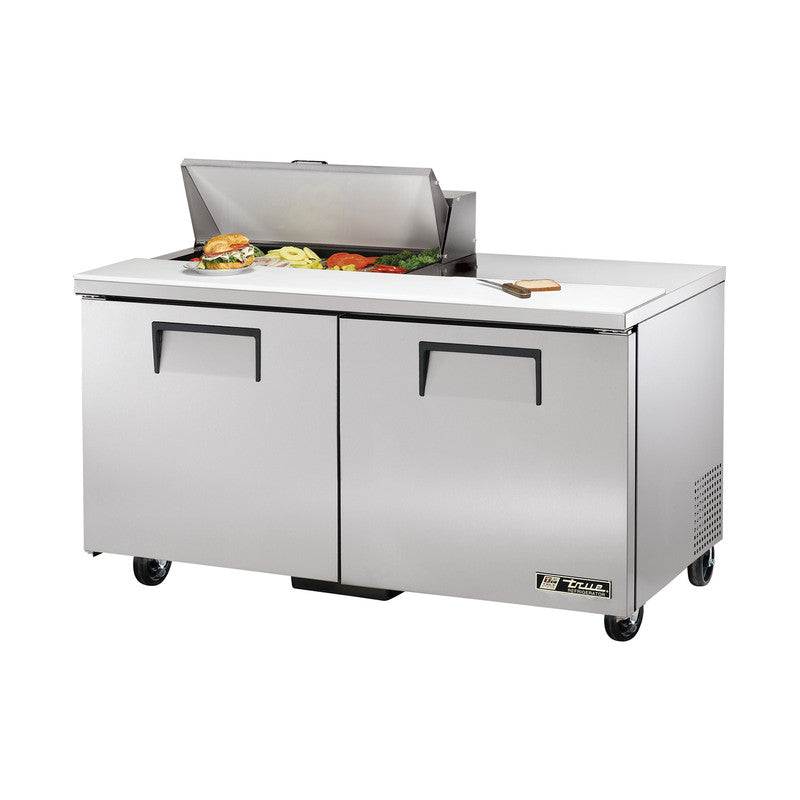 True TSSU-60-08-HC~SPEC3 Sandwich Prep Table, 60 3/8" Wide, 2 Doors, 4 Shelves, 8 Pans (Tops)