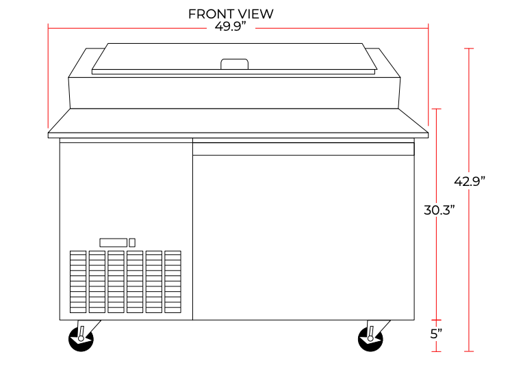 Coldline CPT-50 50" Refrigerated Pizza Prep Table, 6 Pans