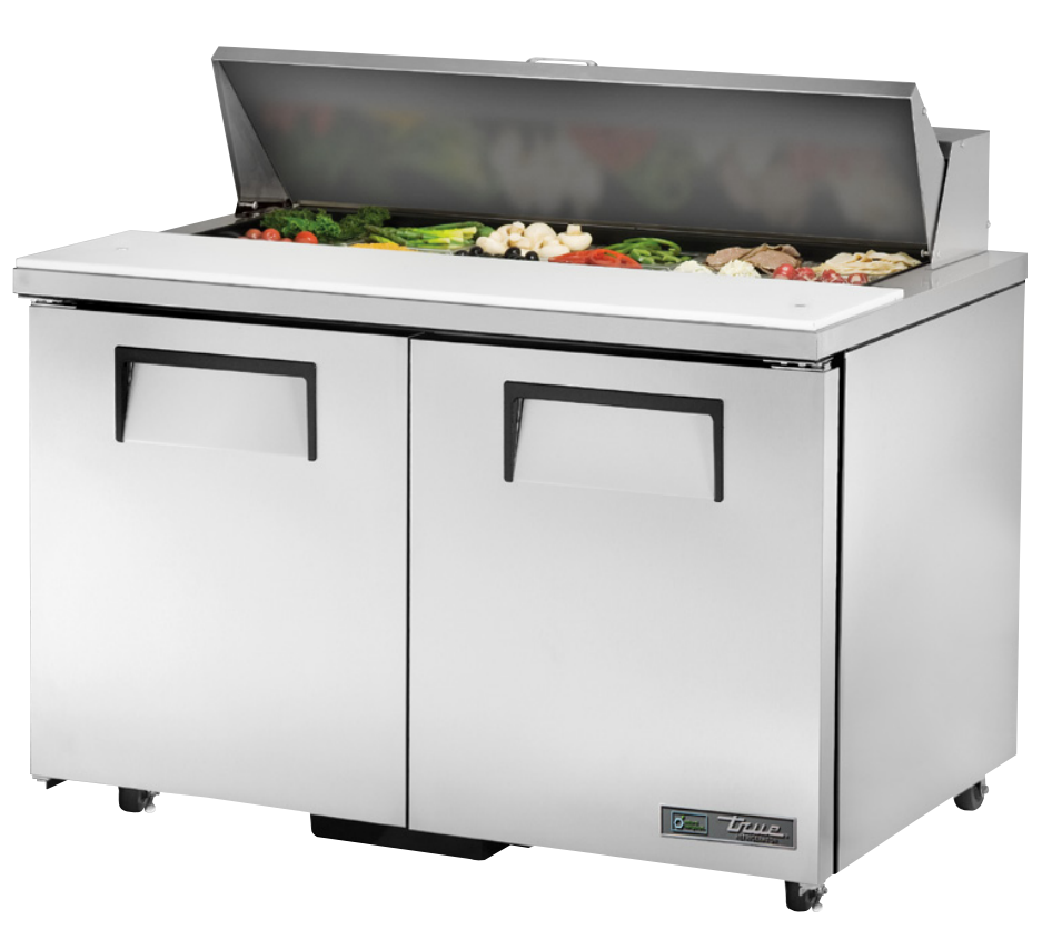 True TSSU-48-12-ADA-HC Sandwich Prep Table, 48 3/8" Wide, 2 Doors, 4 Shelves, 12 Pans (Tops)