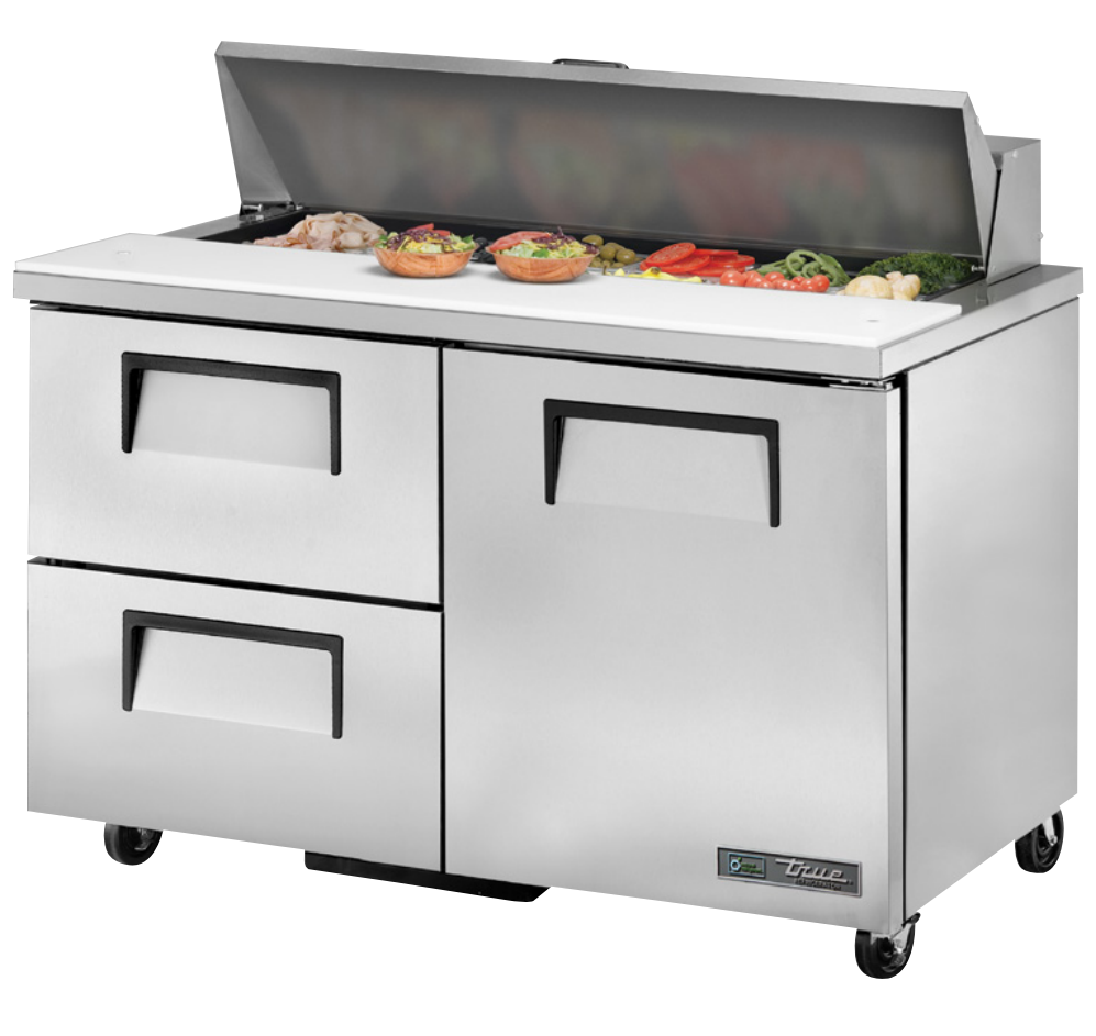 True TSSU-48-12D-2-ADA-HC Sandwich Prep Table, 48 3/8" Wide, 1 Door, 2 Shelves, 12 Pans (Tops)