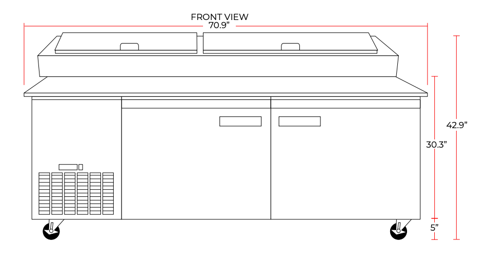Coldline CPT-72 71" Refrigerated Pizza Prep Table, 9 Pans