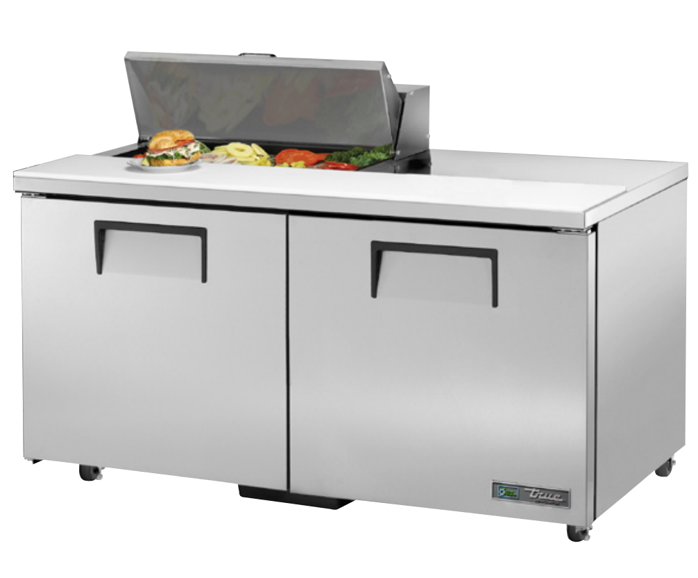 True TSSU-60-08-ADA-HC Sandwich Prep Table, 60 3/8" Wide, 2 Doors, 4 Shelves, 8 Pans (Tops)