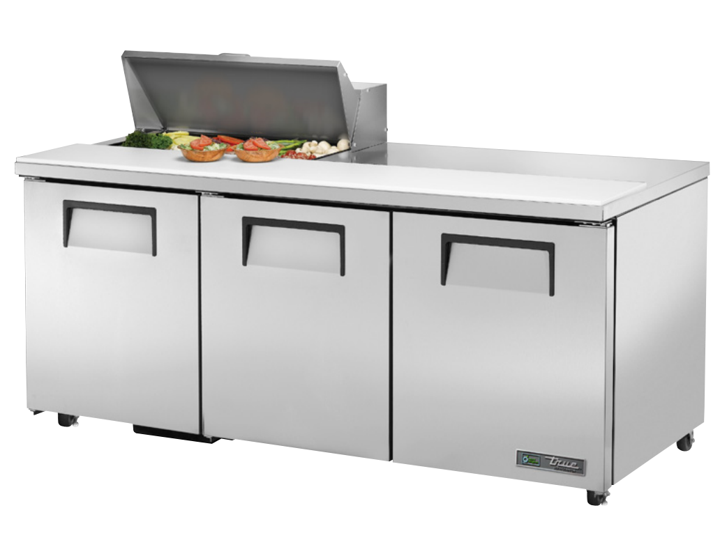 True TSSU-72-08-ADA-HC Sandwich Prep Table, 723/8" Wide, 3 Doors, 6 Shelves, 8 Pans (Tops)
