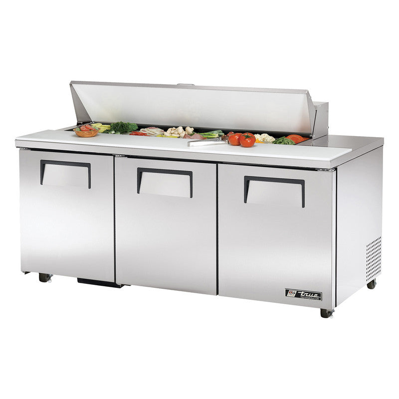 True TSSU-72-16-ADA-HC Sandwich Prep Table, 723/8" Wide, 3 Doors, 6 Shelves, 16 Pans (Tops)