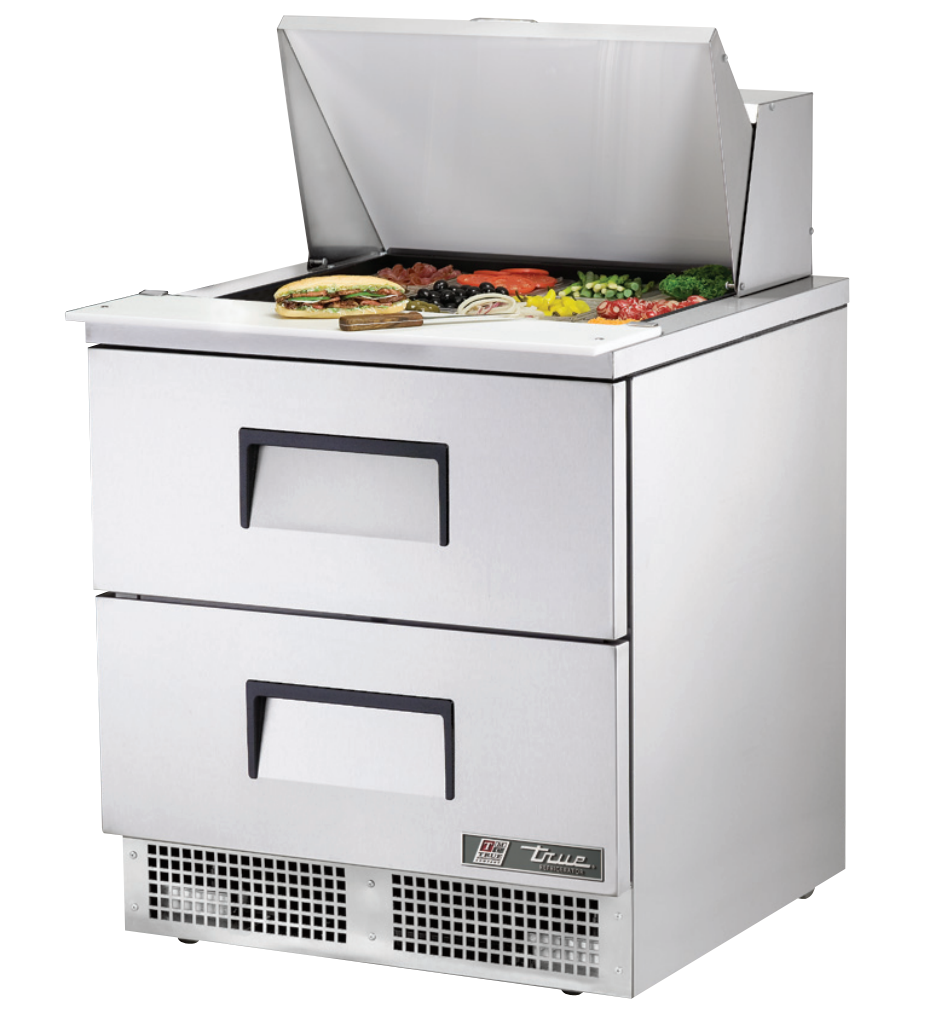 True TFP-32-12M-D-2~SPEC3 Sandwich Prep Table, 32 1/8" Wide, 12 Pans (Tops)