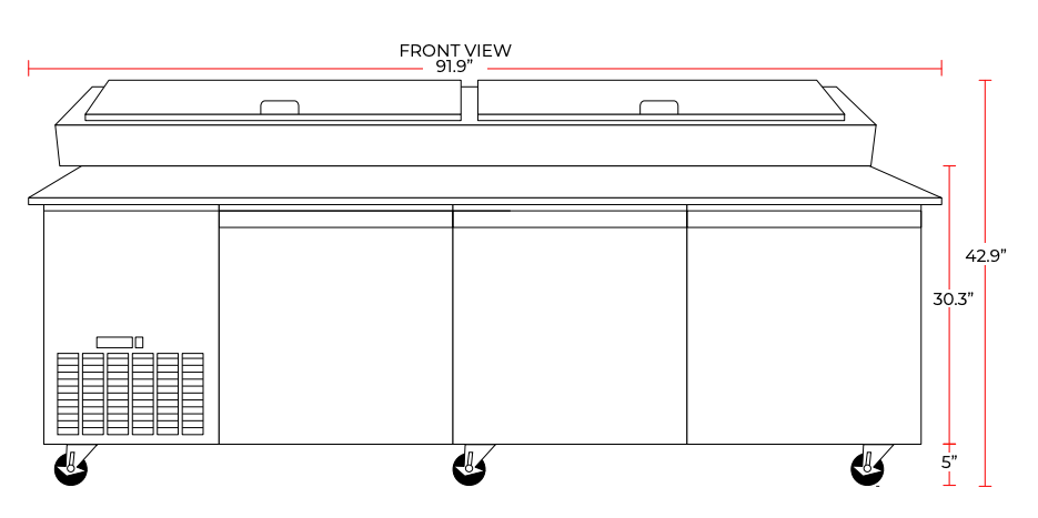 Coldline CPT-92 92" Refrigerated Pizza Prep Table, 12 Pans