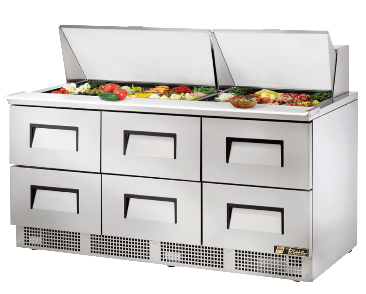 True TFP-72-30M-D-6~SPEC3 Sandwich Prep Table, 72 1/8" Wide, 30 Pans (Tops)