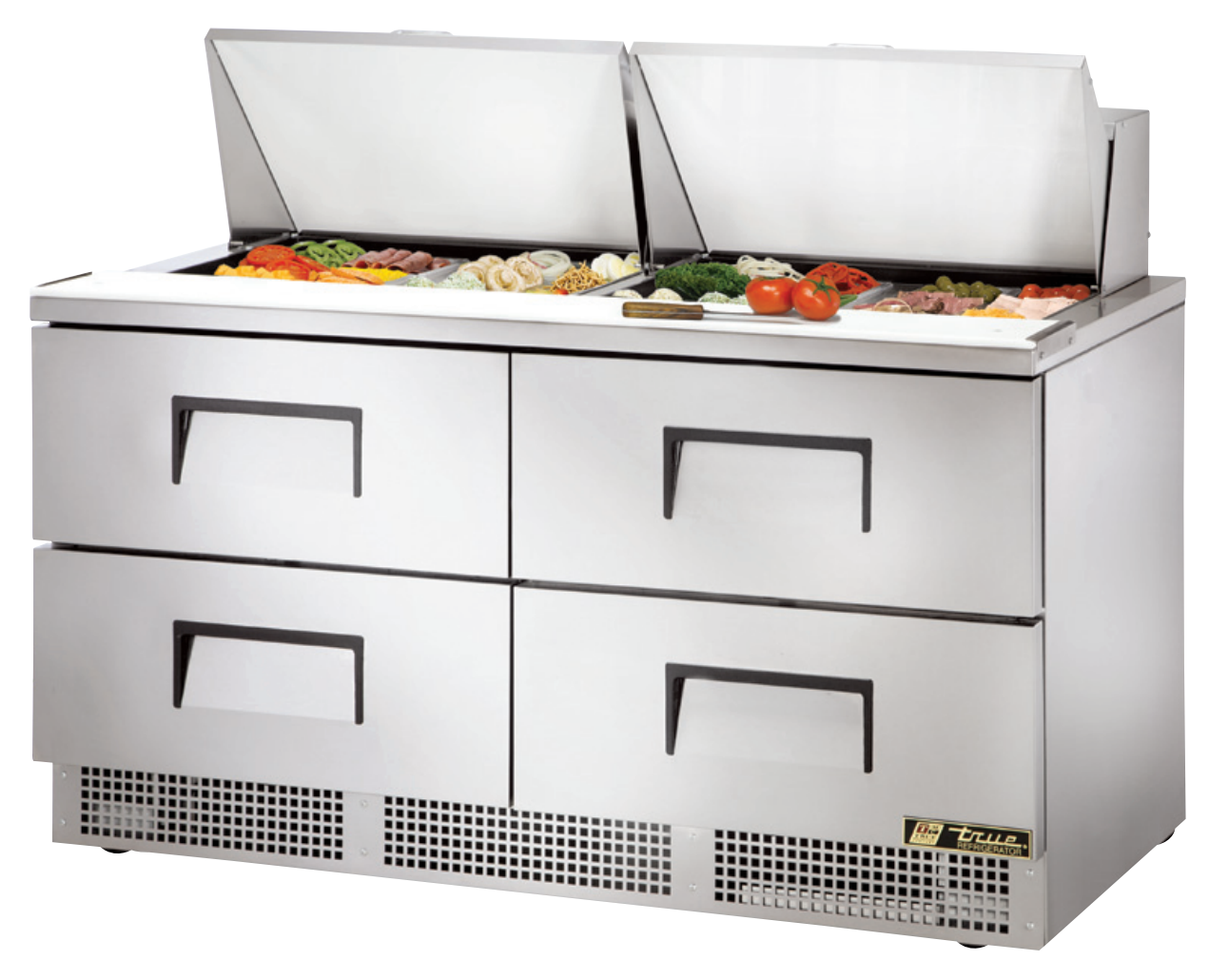 True TFP-64-24M-D-4 Sandwich Prep Table, 64 1/8" Wide, 24 Pans (Tops)