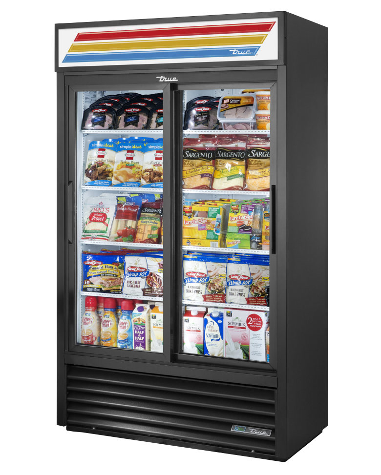 True GDM-41SL-HC-LD Merchandiser Refrigerator, 47 1/8" Wide, 2 Doors, 8 Shelves
