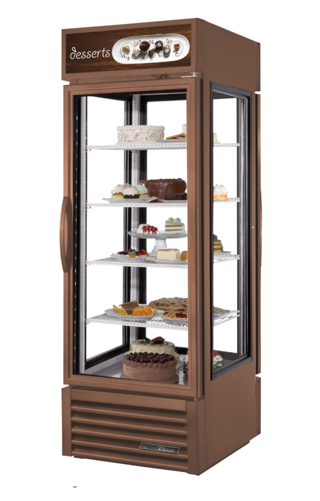True G4SM-23PT-HC~TSL01 Vertical Glass Sides Display Case, 27 1/2" Wide, 2 Doors, 4 Shelves