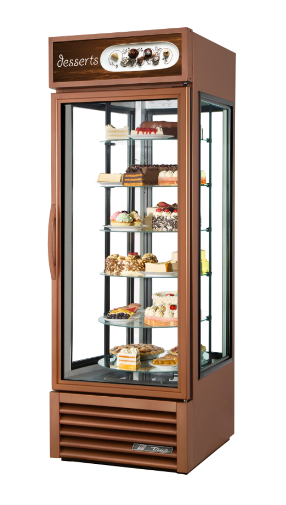 True G4SM-23RGS~TSL01 Vertical Glass Sides Display Case, 27 1/2" Wide, 1 Door, 6 Shelves