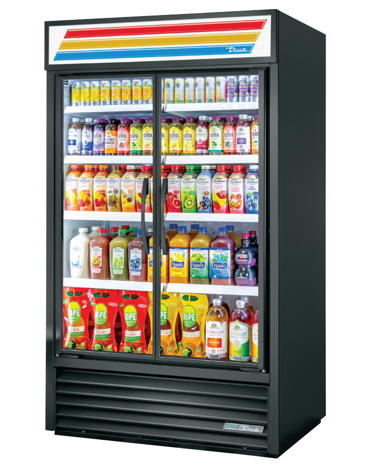 True TVM-48-HC~VM01 Merchandiser Refrigerator, 47 1/4" Wide, 2 Doors, 8 Shelves