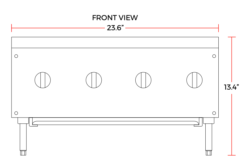 Cookline CHP-24-4 24" Gas Four Burner Commercial Countertop Hot Plate, 100,000 BTU