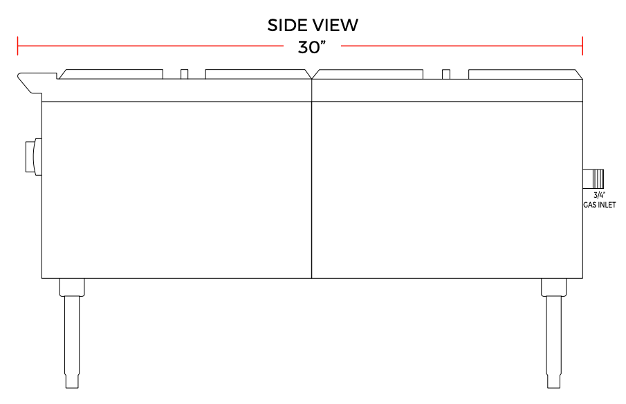 Cookline CHP-24-4 24" Gas Four Burner Commercial Countertop Hot Plate, 100,000 BTU