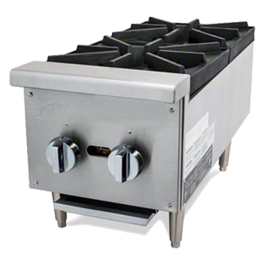 Cookline CHP-12-2 12" Gas Two Burner Commercial Countertop Hot Plate, 50,000 BTU