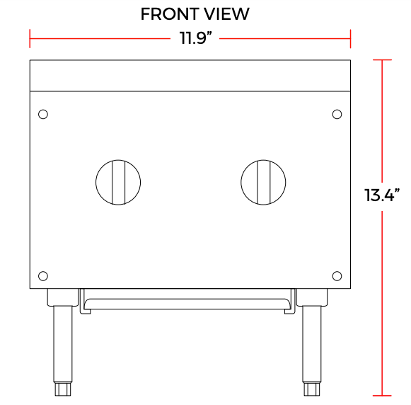 Cookline CHP-12-2 12" Gas Two Burner Commercial Countertop Hot Plate, 50,000 BTU