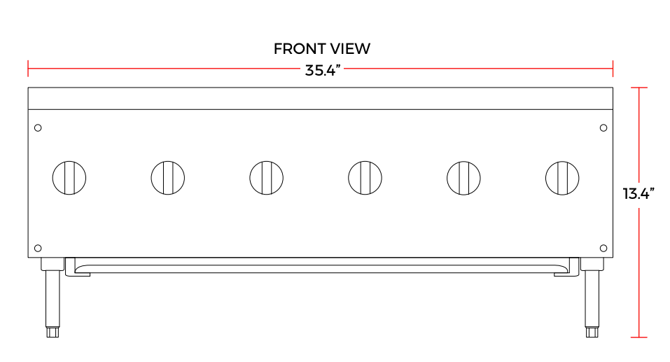 Cookline CHP-36-6 36" Gas Six Burner Commercial Countertop Hot Plate, 150,000 BTU