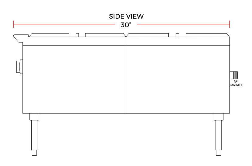 Cookline CHP-36-6 36" Gas Six Burner Commercial Countertop Hot Plate, 150,000 BTU
