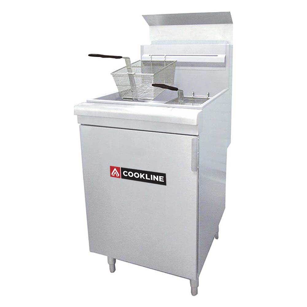 Cookline CF-75-NG 21" Natural Gas Tube Standing 55 lb. Commercial Deep Fryer, 170,000 BTU