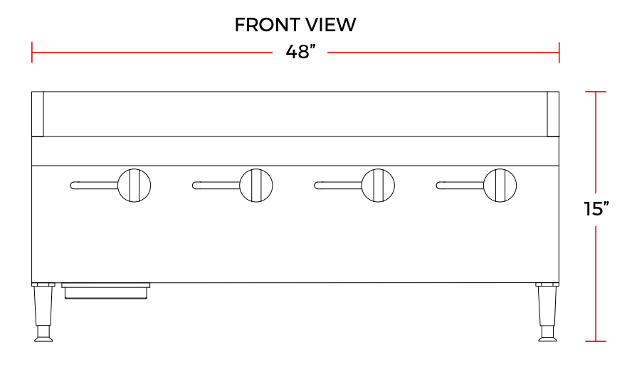 Cookline CGG-48M 48" Gas Countertop Griddle with Manual Controls, 120,000 BTU