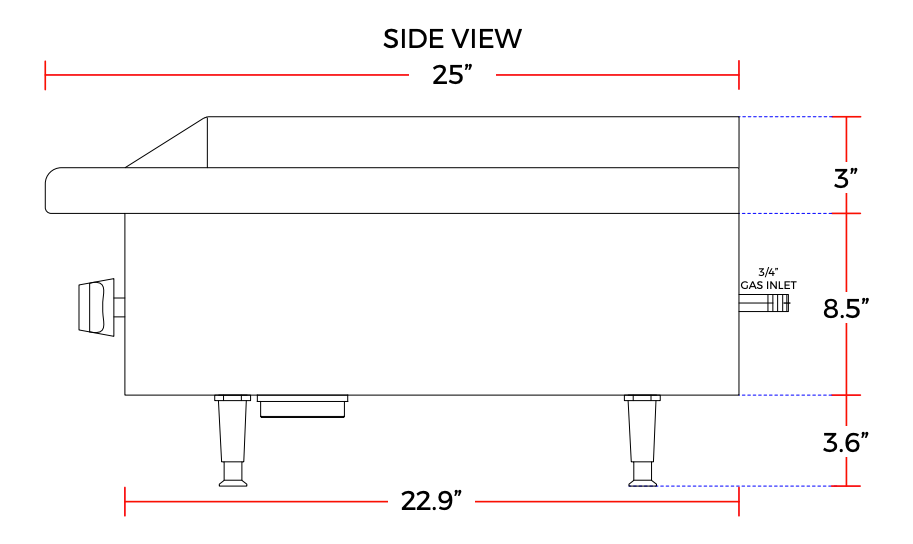 Cookline CGG-48M 48" Gas Countertop Griddle with Manual Controls, 120,000 BTU