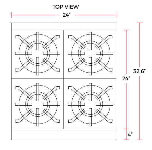 Cookline CR24-4-NG 24" 4 Burner Natural Gas Range with Oven