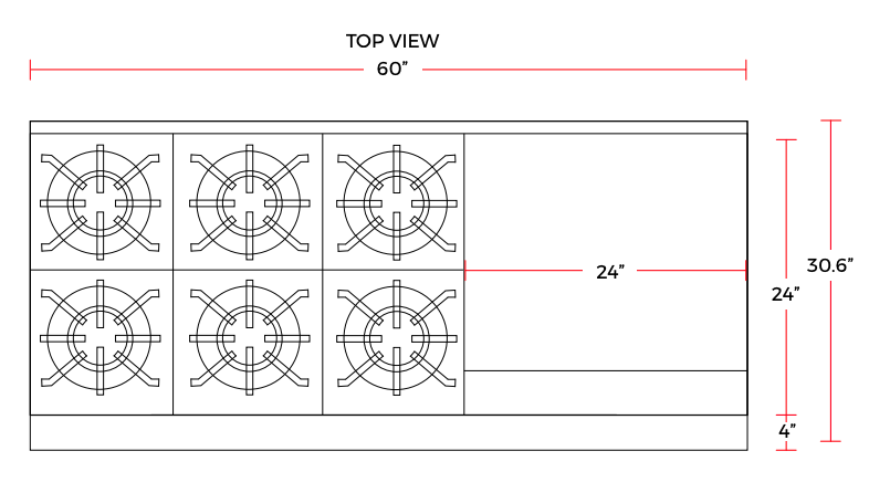Cookline CR60-24RG-NG 60" 6 Burner Natural Gas Range with 2 Ovens with 24" Raised Griddle and Broiler, 278,000 BTU